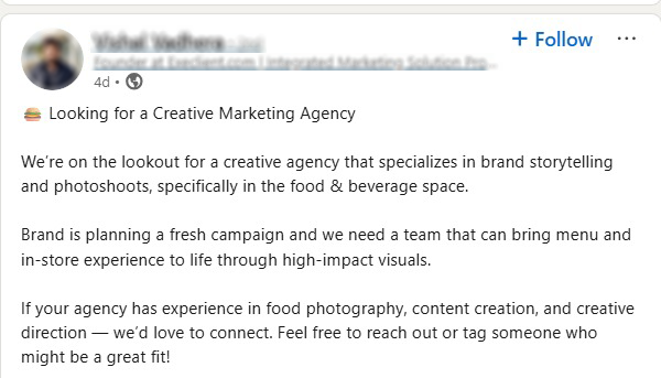 Social Media Services Lead Example